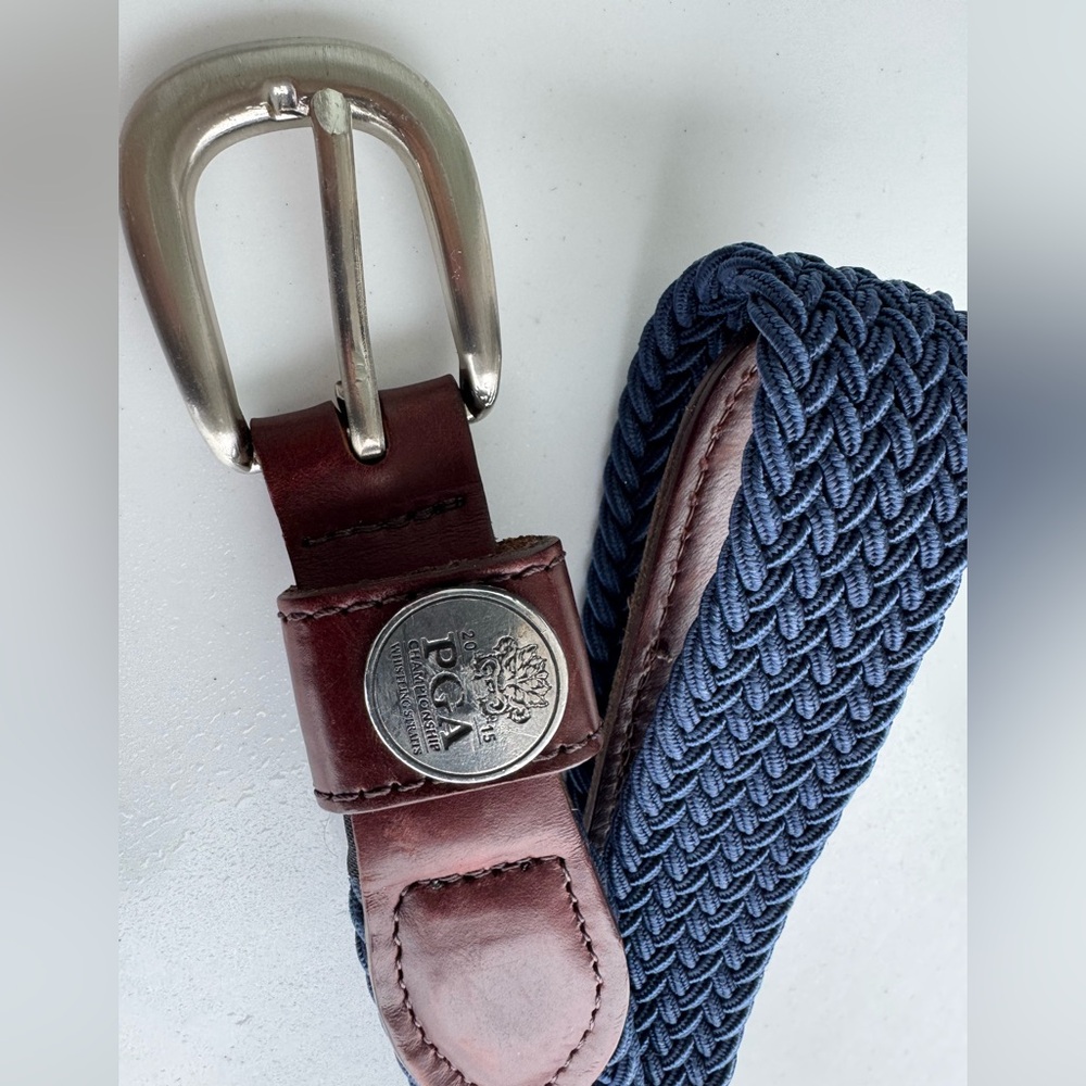PGA golf Navy and Brown Men's Woven Belt